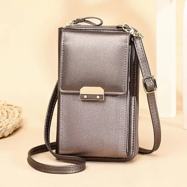 Bolso bandolera tipo cartera de piel sintética para mujer