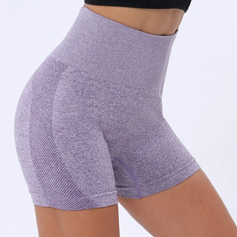 Pantalones cortos de running de cintura alta sin costuras para mujer