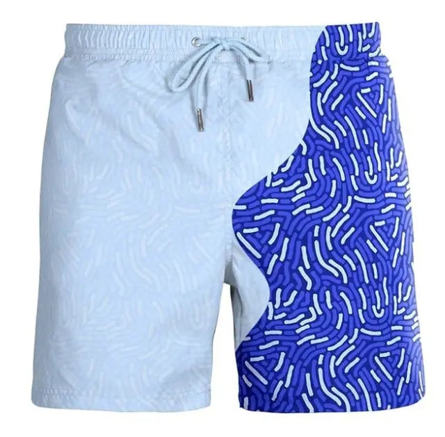 Pantalones cortos de playa para hombre con cambio de color mágico