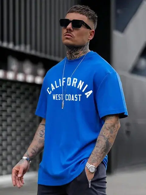Camiseta de verano nueva moda para hombre con estampado de letras en inglés