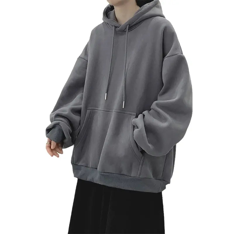 Sudadera con capucha Y2K gris oscuro para hombre