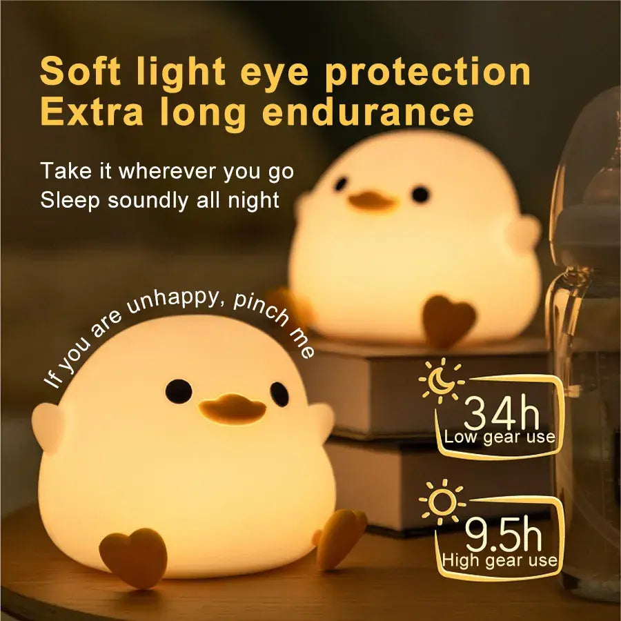 Luz de noche LED con forma de pato de dibujos animados