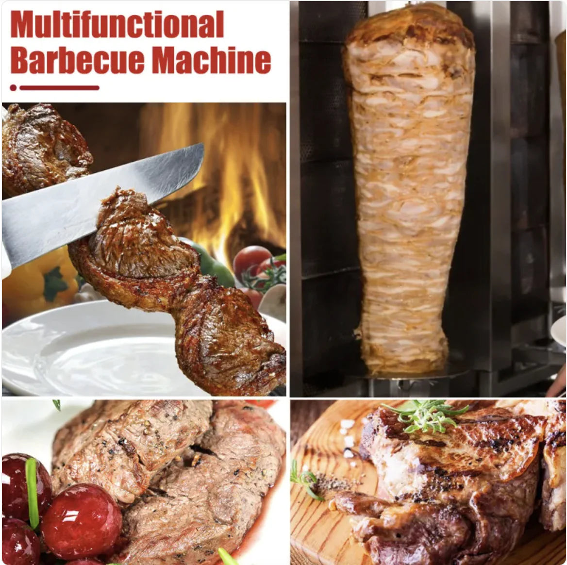 Parrilla de barbacoa eléctrica comercial rotativa