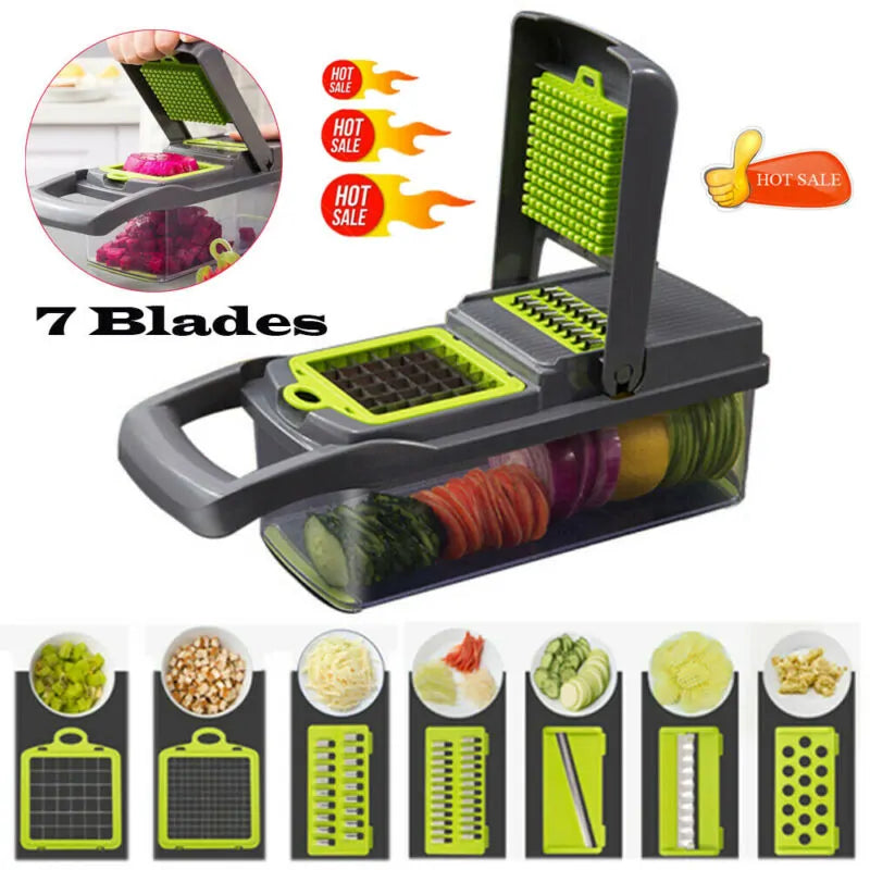 Cortador de verduras multifunción 7 en 1, cortador de alimentos, cortador en cubitos