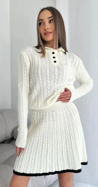 Vestido tipo suéter de punto con botones y manga larga para mujer