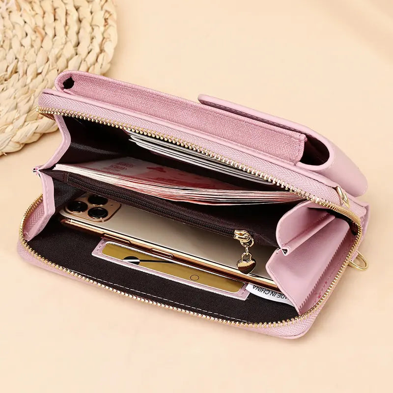Bolso bandolera tipo cartera de piel sintética para mujer