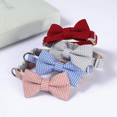 Plaid Print Pet Bow Tie Collar