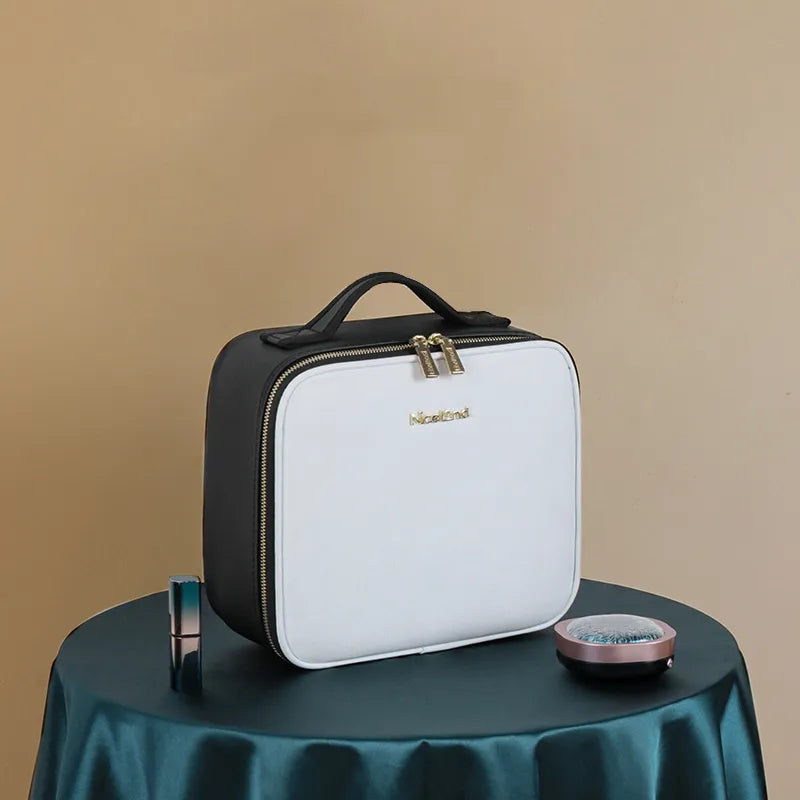 Bolsa de maquillaje de viaje con espejo de pantalla completa