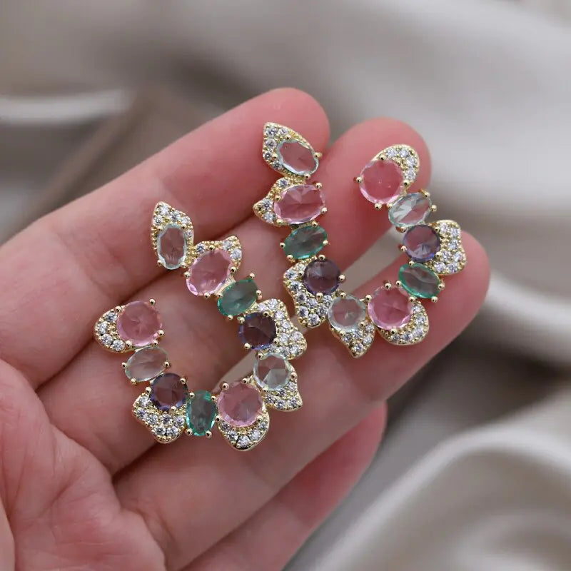 Pendientes de cristal brillante para mujer a la moda