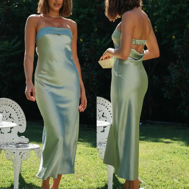 Vestido de noche sexy de satén Giyu