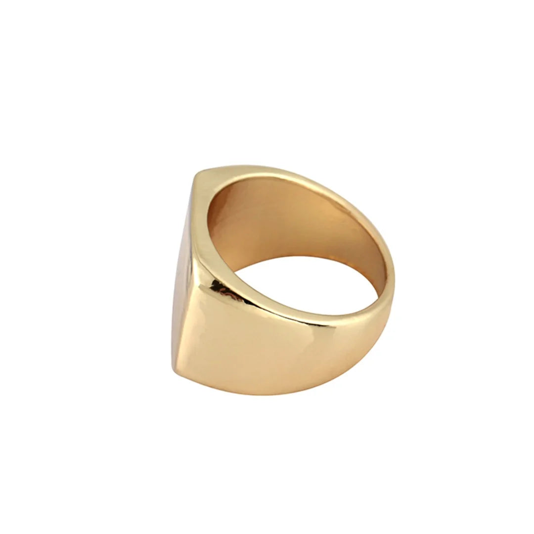 Anillo cuadrado sencillo negro/dorado/plateado