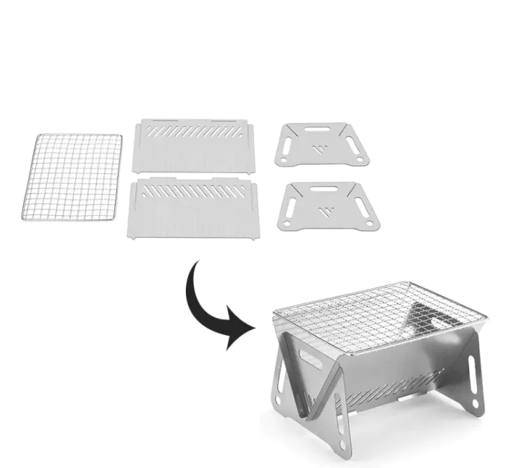 Parrilla de acero inoxidable plegable para exteriores