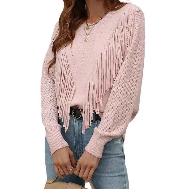 Suéteres de otoño con borlas para mujer