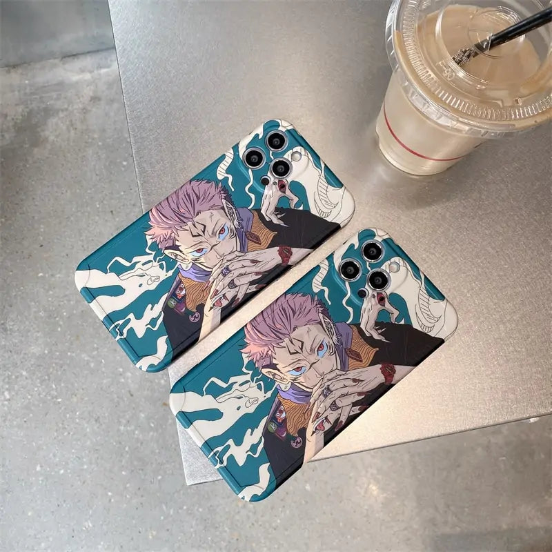 Funda de teléfono con dibujos animados de anime Jujutsu Kaisen para iPhone 14, 13, 12, 11 Pro, X, Xs, Max, XR, bonita y suave