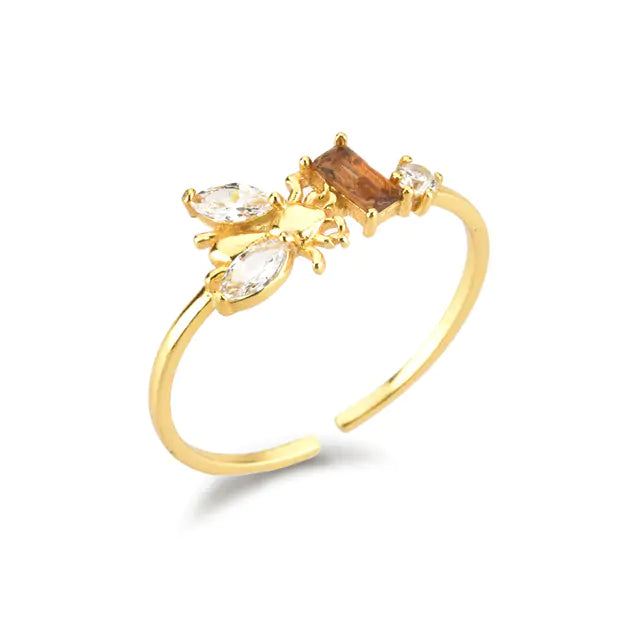 Colección de anillos y pendientes de abejas de invierno