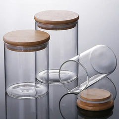 Bamboo-Covered High Borosilicate Glass Food Storage Containers