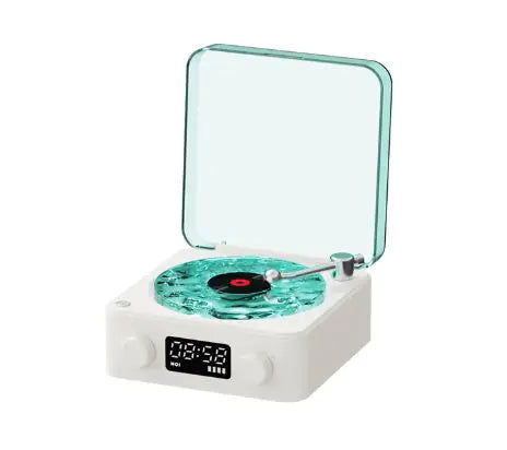 Altavoz inalámbrico retro con tocadiscos y Bluetooth
