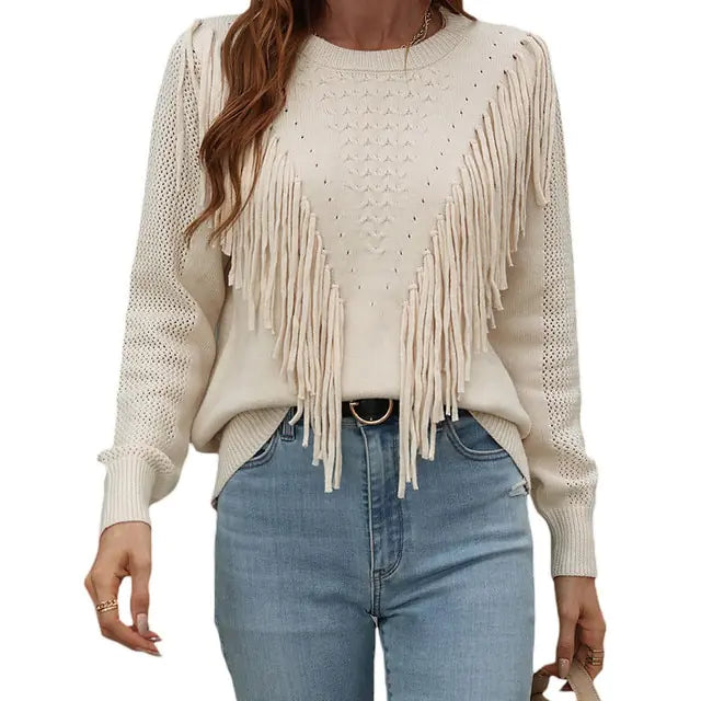 Suéteres de otoño con borlas para mujer