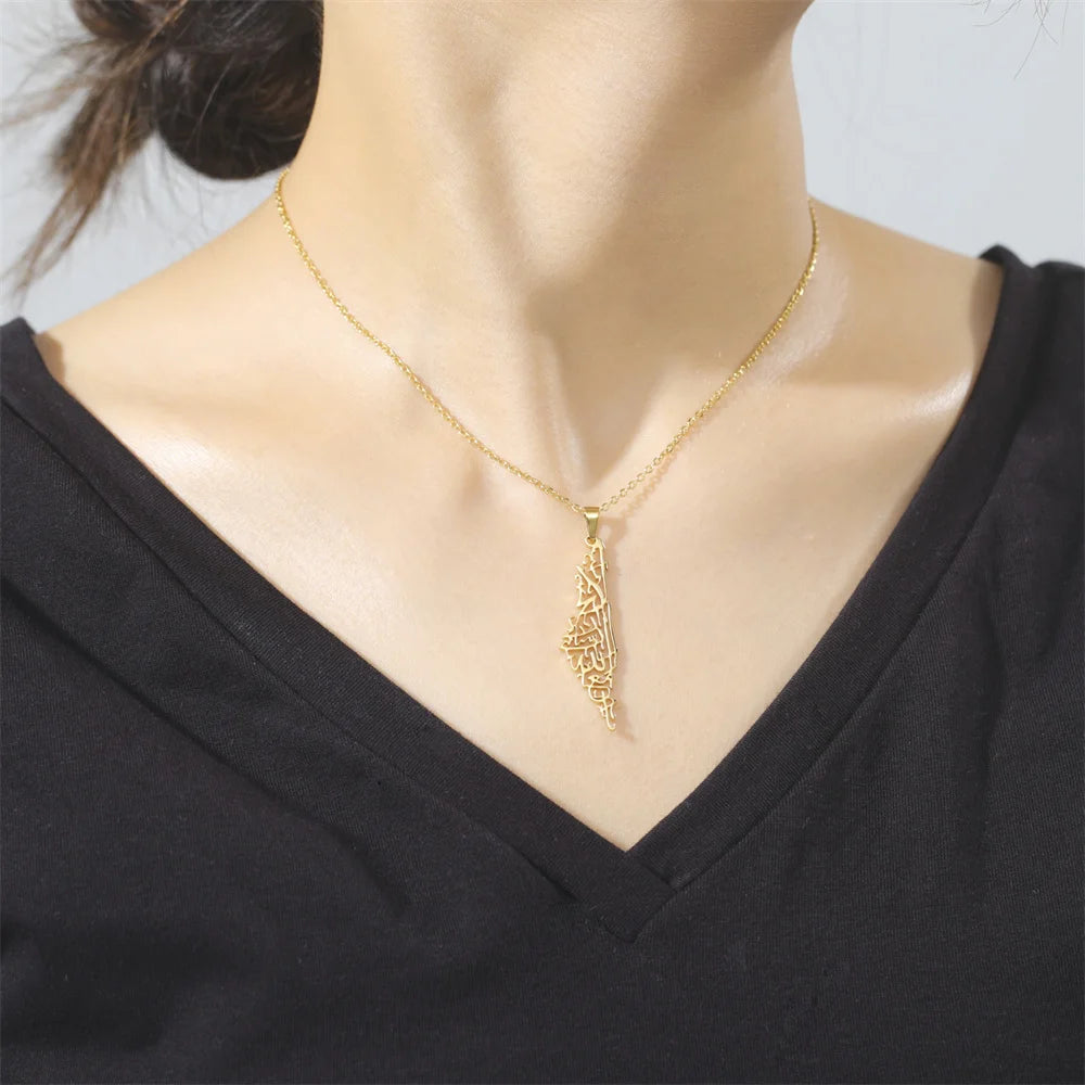 Collares unisex de acero inoxidable con mapa hueco