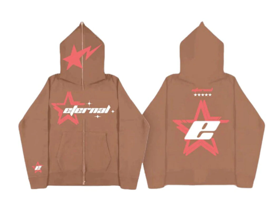 Sudadera con capucha y cremallera con estampado de estrellas para hombre