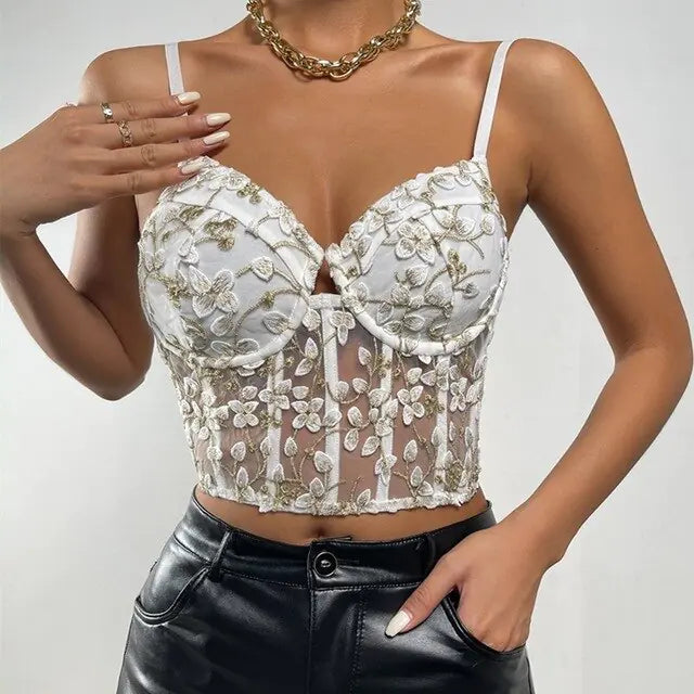Top de corsé sexy de terciopelo para mujer