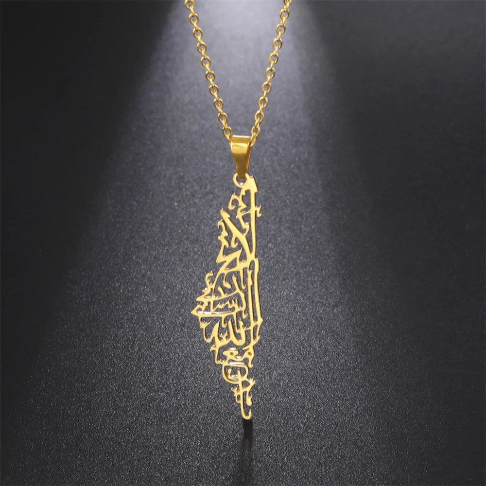 Collares unisex de acero inoxidable con mapa hueco