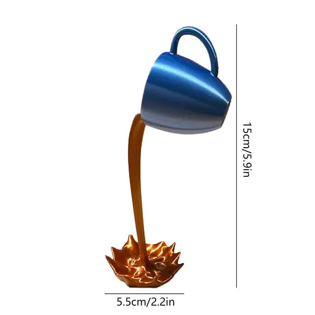 Estatuas de resina Taza de café flotante Escultura artística Cocina Hogar