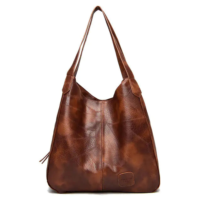 Bolso de mano vintage de piel sintética para mujer