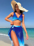 Traje de baño de tres piezas con tirantes anchos