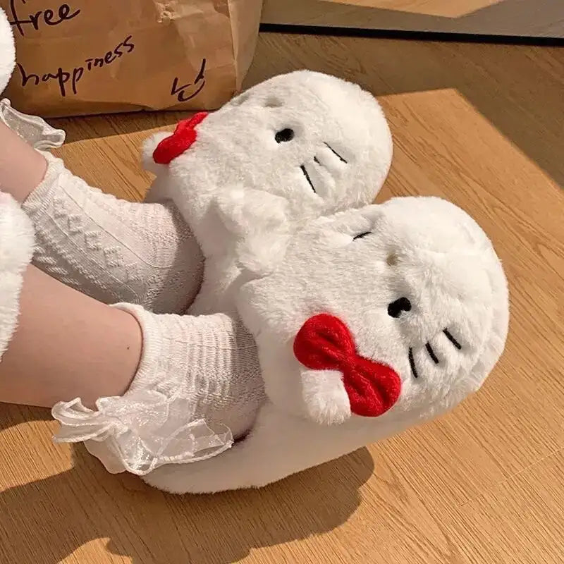 Pantuflas mullidas y esponjosas de gatito kawaii