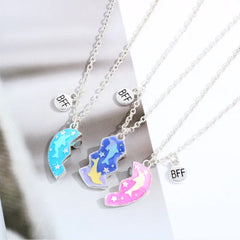 Children's Dolphin Love Necklace Set with Dripping Oil Magnet