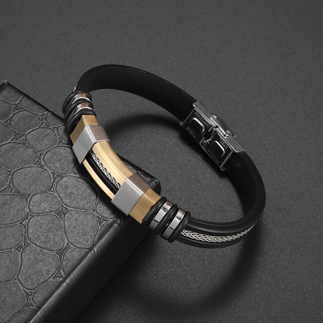 Pulsera clásica de cuero multicapa tejida a mano