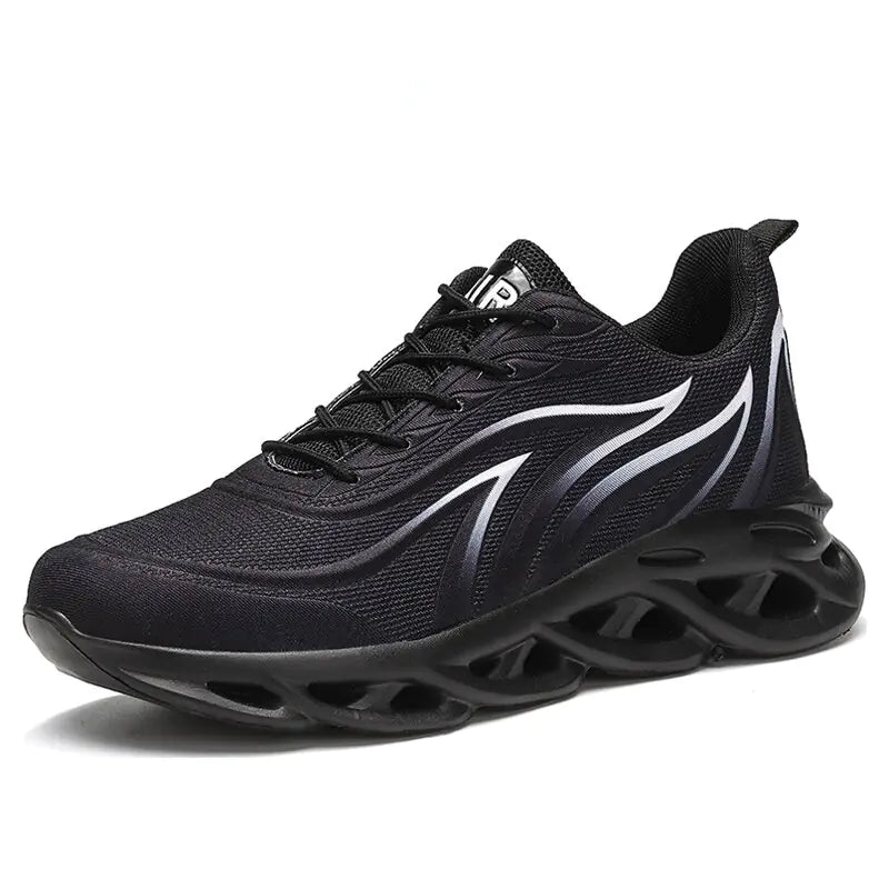 Zapatillas deportivas con estampado de llamas para hombre, zapatillas deportivas con tejido volador