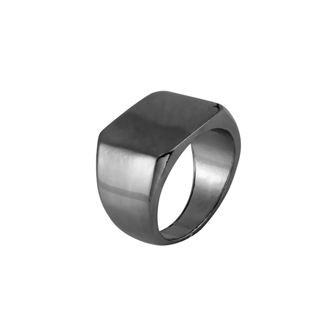 Anillo cuadrado sencillo negro/dorado/plateado