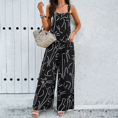 Fashion Print Square Neck Jumpsuit