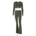 Conjunto de pantalones acampanados de canalé