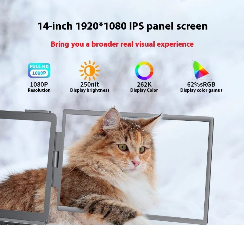 Monitor portátil de 14 pulgadas con pantalla dual: ¡maximice su productividad mientras viaja!