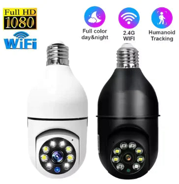 Cámara de vigilancia con bombilla E27, visión nocturna a todo color, seguimiento automático de personas, zoom, monitor de seguridad interior, mini cámara IP Wifi