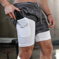 Camo Running Shorts Men Gym Sports