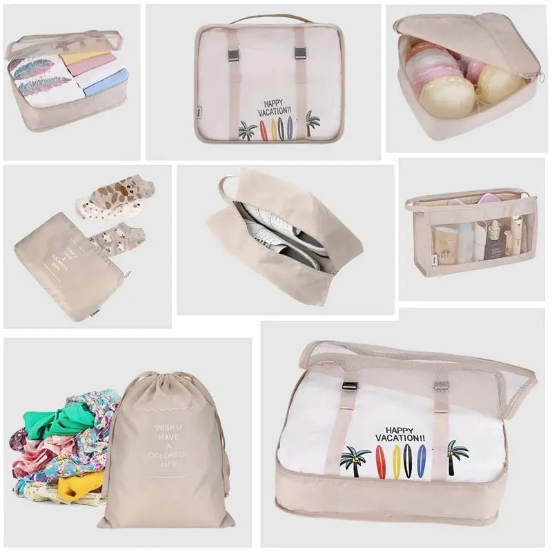 Organizador de viaje de gran capacidad, 8 piezas/juego