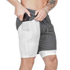 2 in 1 Running Shorts with Built-in Pocket Lining