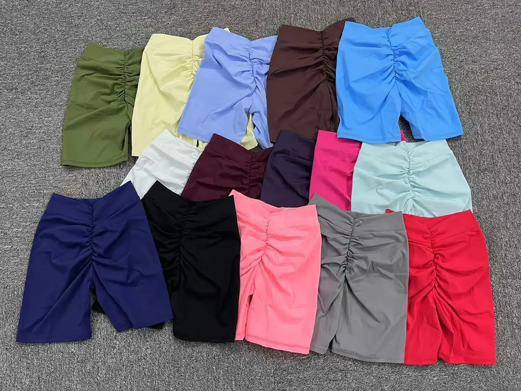 Pantalones cortos de yoga con espalda en V para mujer