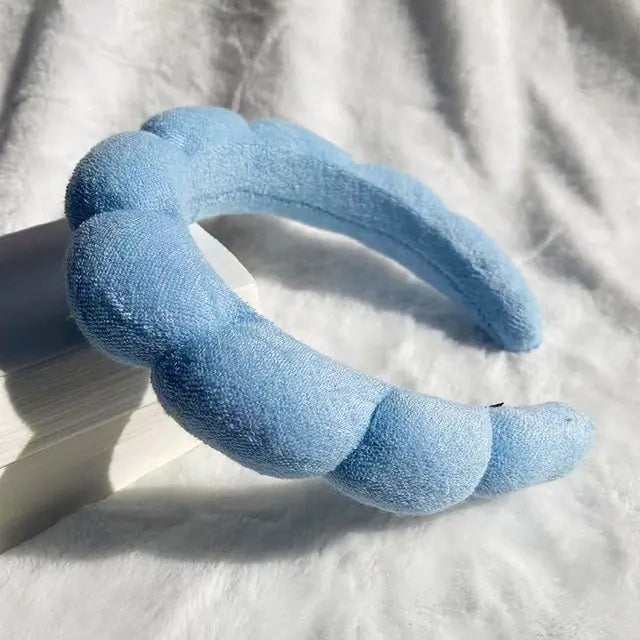 Diadema de tela de rizo con burbujas de maquillaje de spa