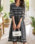 Vestido estampado con escote en pico