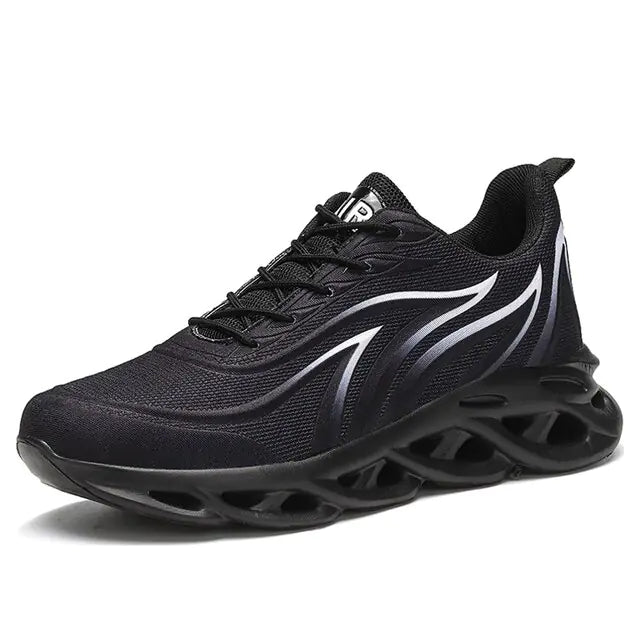 Zapatillas deportivas con estampado de llamas para hombre, zapatillas deportivas con tejido volador