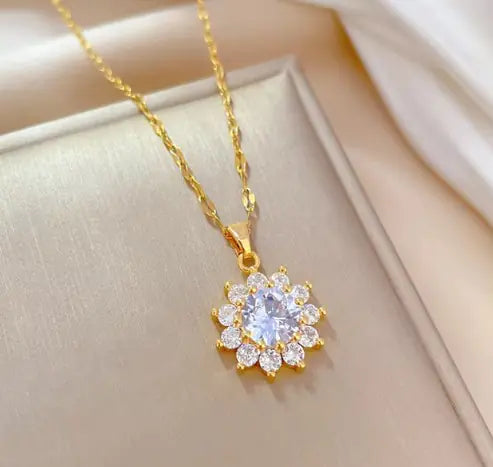 Collar/pendientes de girasol de cristal