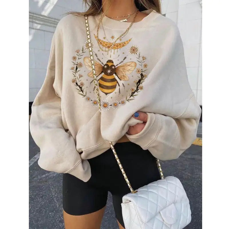 Sudadera con gráfico "Cuidando a las abejas"