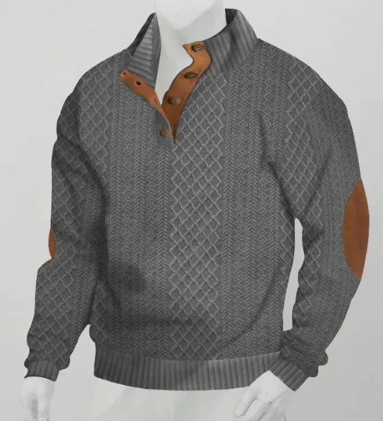 Suéter de punto jacquard de manga larga y cuello alto