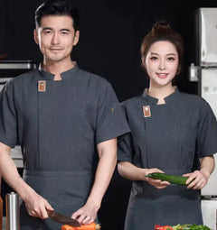 Black Chef Jacket Short Sleeve Kitchen Uniform