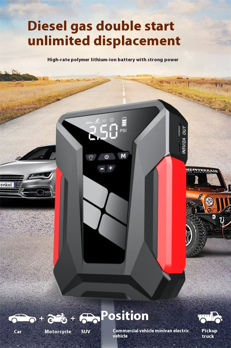 Banco de energía de emergencia para automóvil de 12 V y arrancador inflable todo en uno